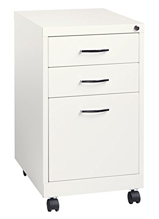 Space Solutions 19" Deep Metal Pedestal File Cabinet with Wheels - Home Office Collection - White