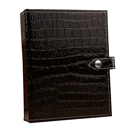 UnionPlus Croco Faux Leather 4-Page Earrings Jewelry Organizer Book (Small, Black)