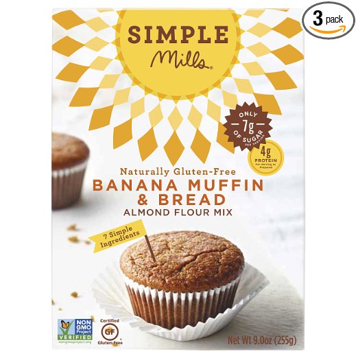 Simple Mills Banana Muffin & Bread Almond Flour Baking Mix, Gluten Free, Paleo, Natural, 9.0 Ounce Boxes (Pack of 3)