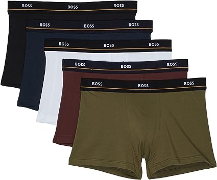 BOSS Men's 5 Pack Bold Logo Cotton Stretch Trunks