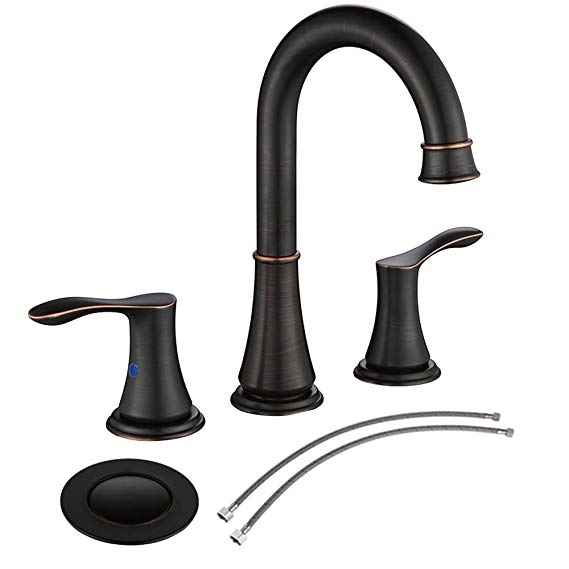 WATER'S GOOD 2-Handle Widespread Bathroom Faucet with Pop-up Drain Assembly, Oil Rubbed Bronze Lavatory Faucet