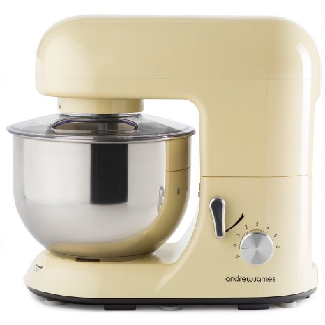 Andrew James 1300 Watt Electric Food Stand Mixer In Classic Cream Includes 2 Year Warranty Splash Guard 52 Litre Bowl And Spatula