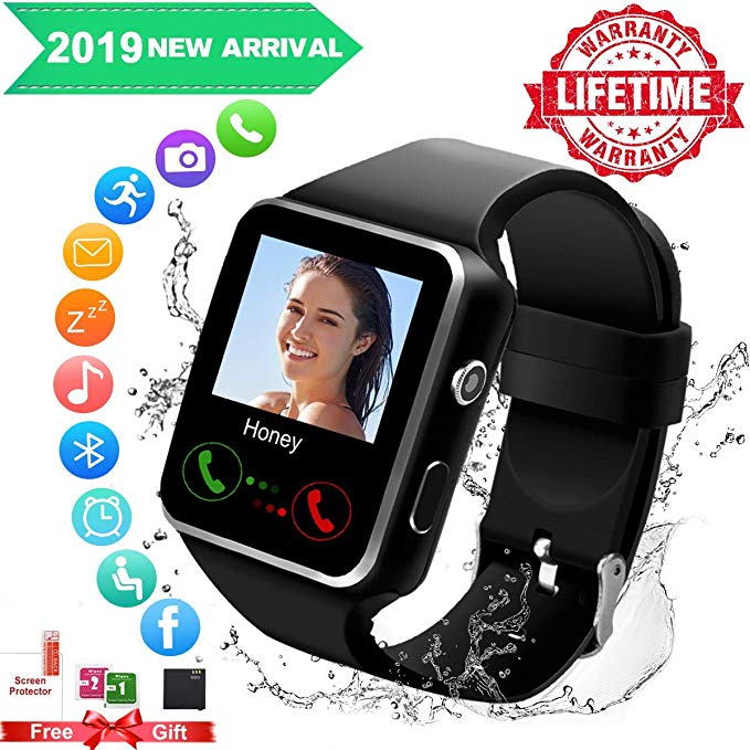 Smart Watch,Smartwatch for Android Phones, Smart Watches Touchscreen with Camera Bluetooth Watch Phone with SIM Card Slot Watch Cell Phone Compatible Android Phone XS X8 7 6 5 Men Women (Black New)