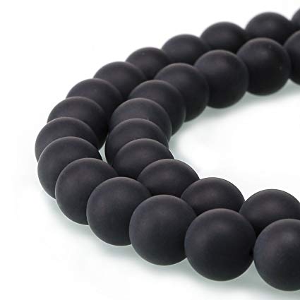 jennysun2010 Natural Matte Frosted Black Onyx Gemstone 12mm Round Loose 30pcs Beads 1 Strand for Bracelet Necklace Earrings Jewelry Making Crafts Design Healing