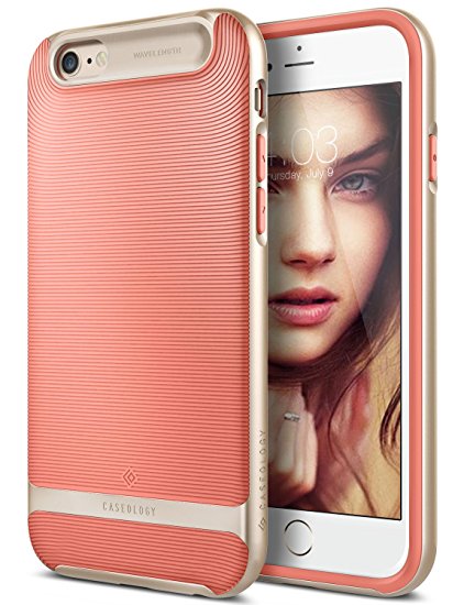 iPhone 6 Case, Caseology [Wavelength Series] Textured Pattern Grip Cover [Coral Pink] [Shock Proof] for Apple iPhone 6 (2014) & iPhone 6S (2015) - Coral Pink