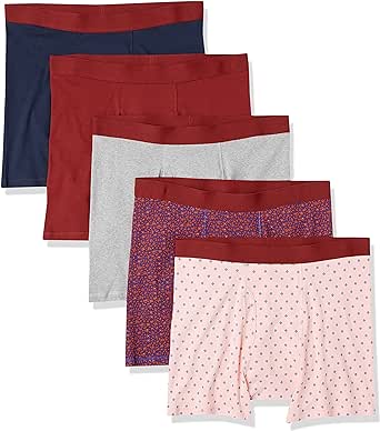 Amazon Essentials Men's Comfortable Cotton Tag-Free Boxer Brief, Pack of 5