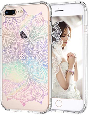 iPhone 8 Plus Case, iPhone 7 Plus Clear Case, MOSNOVO Gradient Rainbow Henna Mandala Printed Clear Design Plastic Case with TPU Bumper Case Cover for Apple iPhone 7 Plus/iPhone 8 Plus (5.5 Inch)