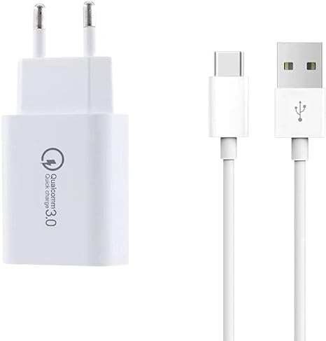 18W Cable Cargador 3.0 USB Tipo C, Cargador de Carga Rápida para Huawei, Honor, Redmi, Xiaomi Mi 10/10 Lite / 9T / 9/8, Sony, para Samsung Galaxy S21, S20, A50, A51, A3, A5, A7, S10, S9, S8, Nota 8/9