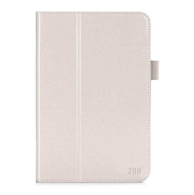 FYY Case for iPad Mini 4 - [Super Functional Series] Premium PU Leather Case with Card Slots, Note Holder, Hand Strap and Elastic Strap for Apple iPad Mini 4 White (with Auto Wake/Sleep Feature)