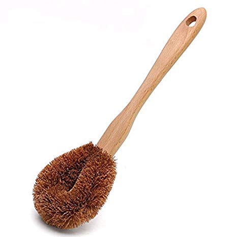 GOHIDE 1pc Bowl Clearing Brush by Natural Coconut Plant Fiber and Beechwood Antislip Grip Handle Dish Brush Premium Grade Eco-Friendly Toilet Brush, Handle Length:22cm, Brush Head L:10cm, W:8.5cm XCX