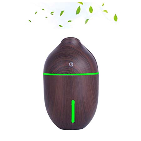Akehuoeng Cool Mist Humidifier, USB Humidifier with 7 Colorful LED Night Light for Bedroom, Office, Gym,Kids (Dark Wood Grain)