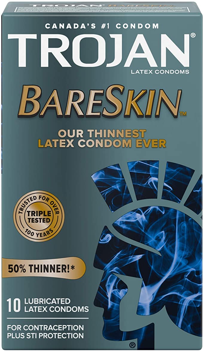 TROJAN BareSkin Lubricated Latex Condoms, 10 Count