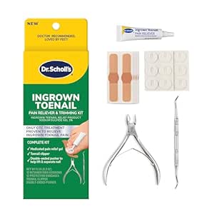Dr. Scholl's INGROWN TOENAIL PAIN RELIEVER & TRIMMING KIT, 0.3 oz // Only OTC Treatment Proven to Relieve Ingrown Toenail Pain - Includes Medicated Gel   Foam Rings   Bandages   Clipper & Pusher Tools