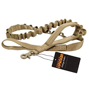 EXCELLENT ELITE SPANKER Tactical Bungee Dog Leash Military Adjustable Dog Leash Quick Release Elastic Leads Rope with 2 Control Handle