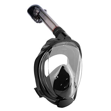 Vaincre 180° Full Face Snorkel Mask Foldable with Panoramic View Anti-Fog, Anti-Leak with Adjustable Head Straps - See Larger Viewing Area Than Traditional Masks