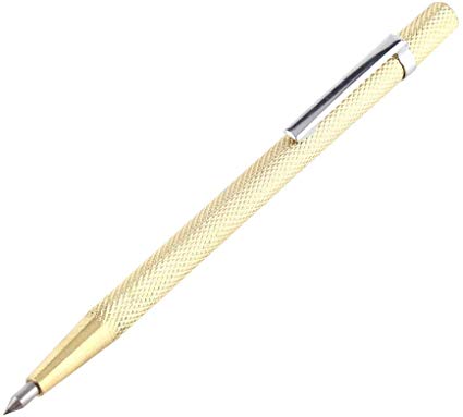 1Pc Carbide Tip Scriber Etching Pen Carve Engraver Scriber TooL for Glass / Ceramics / Metal Sheet, Portable Pocket Pen-like Scriber with Clip and Magnet (Gold)