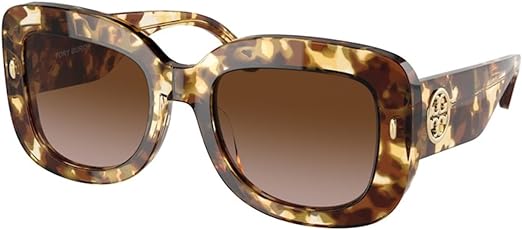 Tory Burch Women's Round Fashion Sunglasses, Vintage Tortoise/Brown Gradient, One Size