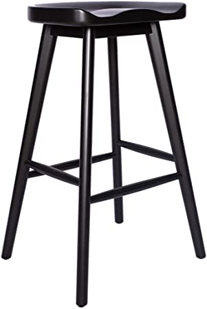 Amazon Brand - Rivet Pub-Height Kitchen Counter Bar Stool, 29.5" H, Birch Wood, Black