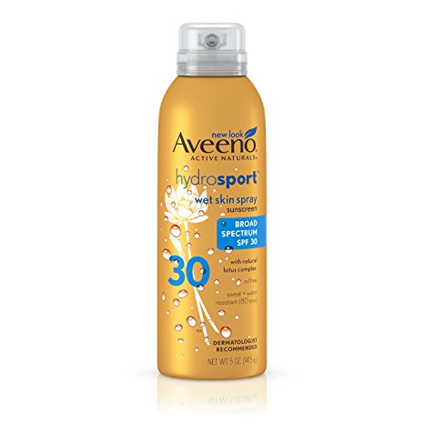 Aveeno Hydrosport Wet Skin Spray Sunscreen With Broad Spectrum SPF 30, 5 Oz