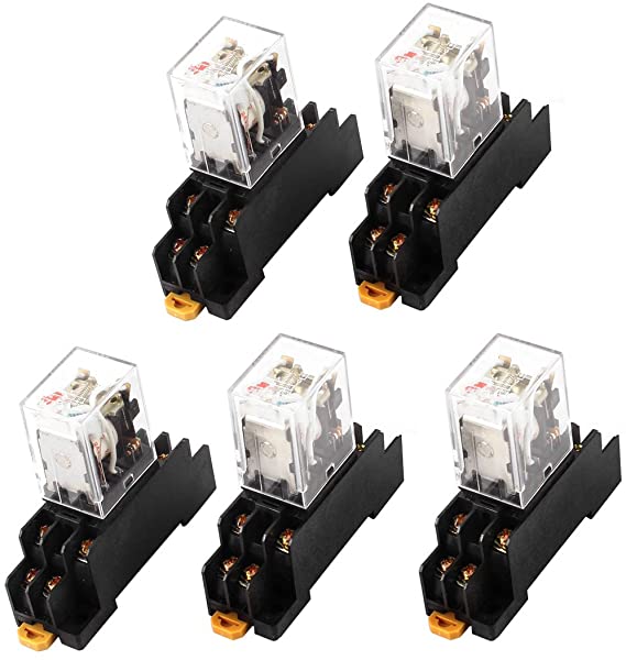 uxcell AC 24V Coil Red Light DPDT 8 Pins Power Relay 5 Pcs   Socket Base