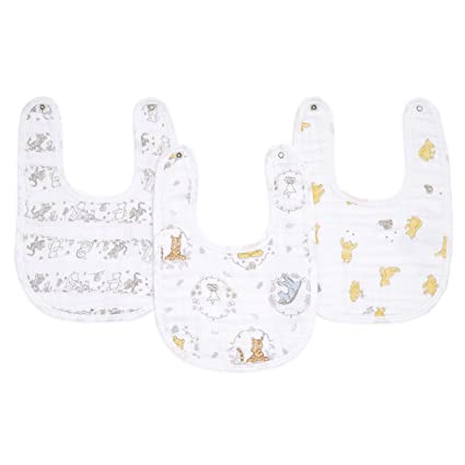 aden + anais Snap Baby Bib |100% Cotton Muslin |3 Layer Burp Cloth |Super Soft & Absorbent for Infants, Newborns and Toddlers, Adjustable with Snaps, 3 Pack, Winnie The Pooh