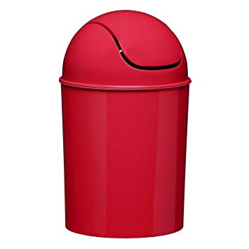 Umbra Mini Waste Can, 1-1/4 Gallon with Swing Lid (Red)