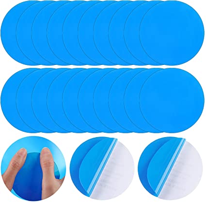 Round Self-Adhesive PVC Repair Patches, Vinyl Pool Liner Patch Boat Repair Vinyl Rubbers for Inflatable Boat Raft Kayak Canoe (Blue,20 Pieces)