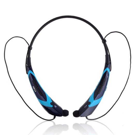 Bluetooth Headset,yikuer S760 Wireless Bluetooth 4.0 Music Stereo Universal Headset Headphone Vibration Neckband Style for Cellphone for Iphone Ipad Samsung Lg (Black blue)