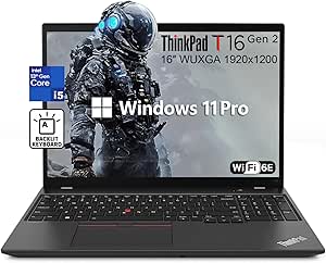 Lenovo ThinkPad T16 Gen 2 16" FHD  Business Laptop Computer, 13th Gen Intel 10-Core i5-1335U (Beat i7-1255U), 40GB DDR4 RAM, 2TB PCIe SSD, WiFi 6E, BT 5.3, Backlit Keyboard, FR, Win11 Pro, AZ-XUT