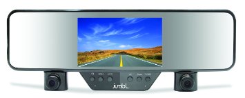 Jumbl Car Rear View Mirror and Dual Camera HD 1080p Dash Cam Clips on Easily and Firmly to Existing Mirror Dashcam for Vehicle Interior and Exterior DVR Accident Recording 43 LCD G-Sensor 120 FOV