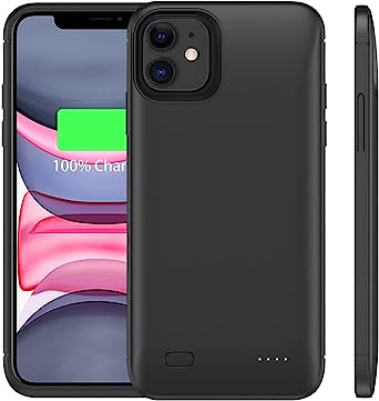 AFTRYOUGO Battery Case for iPhone 11 (6.1 in) - Ultra Slim Extended Charging Protective Portable 7200mAh Backup Rechargeable Case - Black