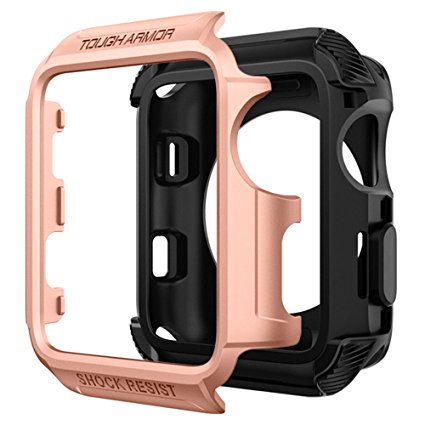 Spigen Tough Armor [2nd Generation] Apple Watch Case with Extreme Heavy Duty Protection and No Built in Screen Protector for 42mm Apple Watch Series 3 / Series 2 / Nike  Sport Edition - Blush Gold