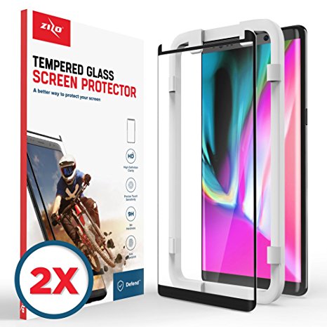 Zizo Full Curved Tempered Glass Screen Protector - 2 Pack - Samsung Galaxy Note 8 - Anti Scratch with 9H Hardness (Black)