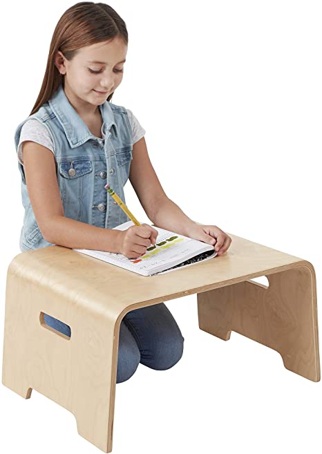 ECR4Kids Bentwood Lap Desk, Children's Wood Portable Activity Table, Modern Wooden Food Tray with Handles, Homeschool Distance Learning Floor Desk, Kids and Adults Work Surface, Lightweight, Natural