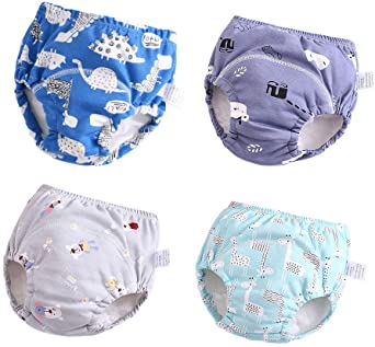 U0U Baby Girls'4 Pack Cotton Training Pants Toddler Potty Training Underwear for Boys and Girls 12M-4T