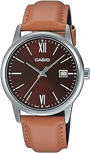 Casio MTP-V002L-5B3 Men's Dress Brown Leather Band Brown Dial Date Watch