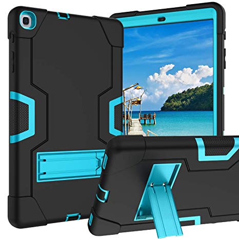 Galaxy Tab A 10.1 2019 Case Samsung Tab A 10.1 Case,DUEDUE 3 in 1 Shockproof Heavy Duty Hybrid Hard PC Cover with Durable Kickstand Full Body Protective Case for Samsung Galaxy Tab A 10.1 Inch 2019 for Women Men Kids,Black/Blue