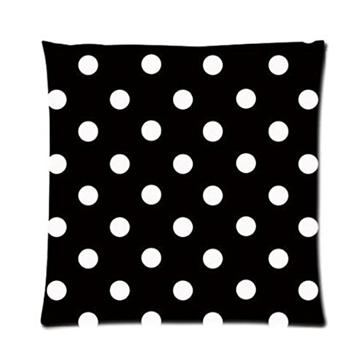 Polka Dot Black and White Custom Zippered Pillow Cushion Case Throw Pillow Covers 16x16(two sides) Fabric Cotton and Polyester