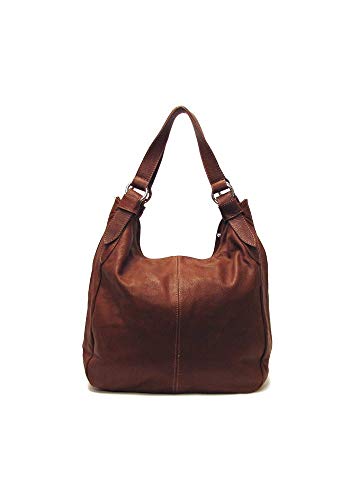Siena Leather Hobo Shoulder Bag in Brown