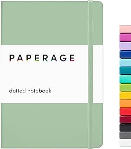 PAPERAGE Dotted Journal Notebook, (Sage Green), 160 Pages, Medium 5.7 inches x 8 inches - 100 GSM Thick Paper, Hardcover