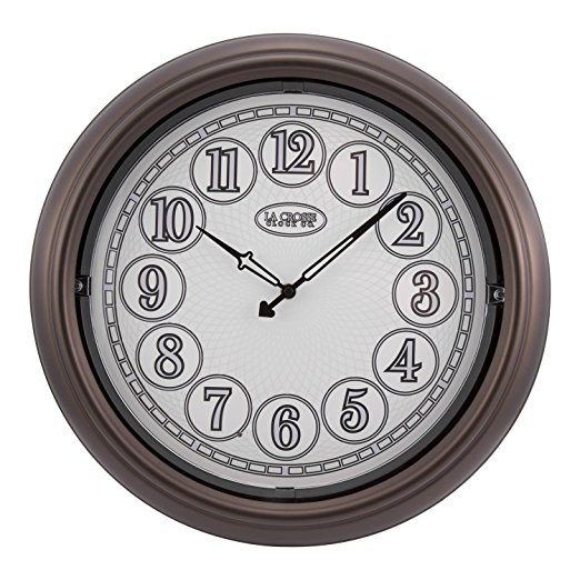 La Crosse Technology 18" Indoor/Outdoor Lighted Bronze Wall Clock