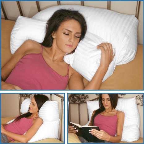 Multi-Positional Back Pillow - Best Two-Piece Lounge Pillows while Reading or Watching TV in Bed - Bed Rest Pillow, Neck and Head Support Lounger