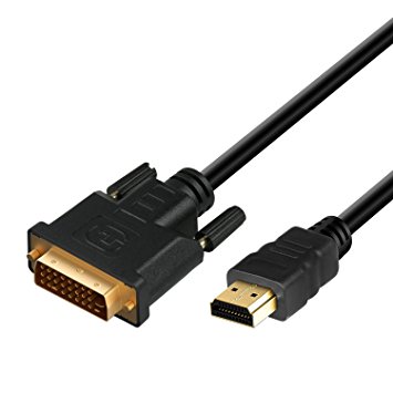 HDMI to DVI Cable, TechRise 2-Meter Glod-Plated High Speed Bi-Directional HDMI HDTV to DVI Cable Converter Adapter - Male to Male