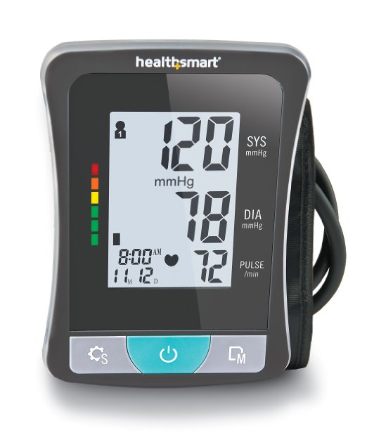 HealthSmart Select Series Clinically Accurate Digital Upper Arm Blood Pressure Monitor with LCD Display and 2 Person Memory, Black and Gray