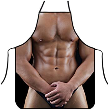 Beauy Girl Sexy Apron Funny Novelty Muscle Man Kitchen Apron Cooking Baking Pottery and Grilling Apron, Creative Thanksgiving for Men Boyfriend (Muscle Man)