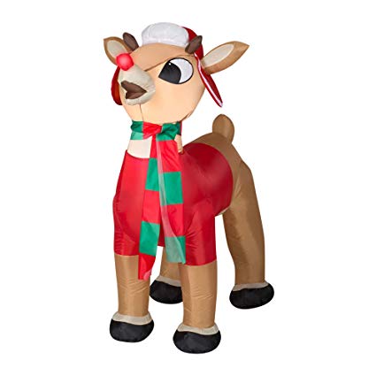 Gemmy 3.5 Foot Inflatable Rudolph With Winter Clothes