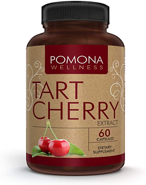 POMONA Wellness Tart Cherry Supplement, Antioxidant Support, Muscle Recovery, Fruit Vitamin, Gluten-Free, Non-GMO, Vegan, Bottle of 60 Capsules