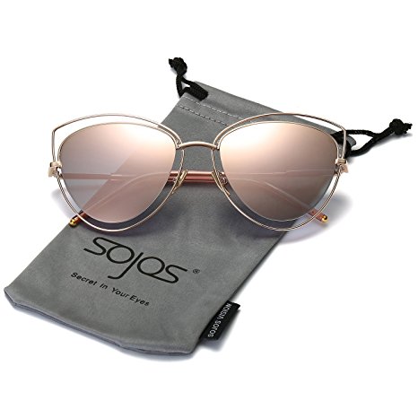 SojoS Women's Double Wire Double Rimmed UV400 Cat Eye Sunglasses SJ1047