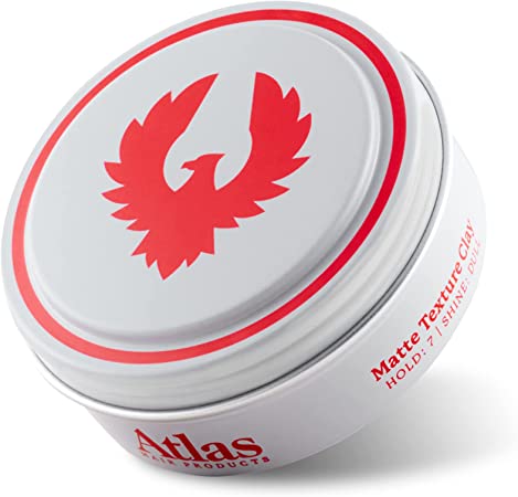 Atlas Matte Texture Clay 2.4 Ounce is a No Shine, Ultra Lightweight, Medium to Firm Hold, Thickening, Texturizing, Separating, Hair Styling and Grooming Product for Men and Women