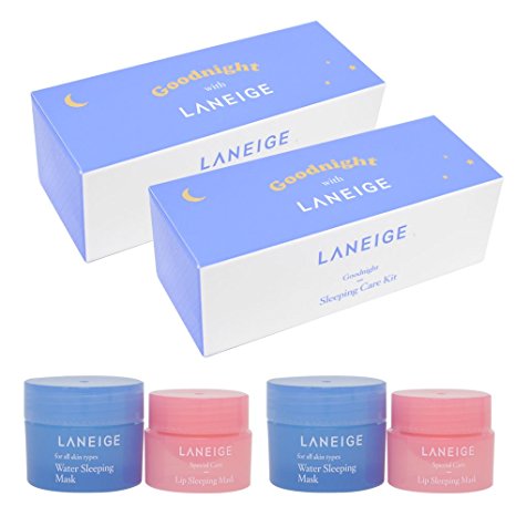 LANEIGE Good night Sleeping Care Kit x 2 Sets ( Water Sleeping Mask 15ml   Lip Sleeping Mask 3g )